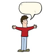 cartoon happy man with speech bubble N352