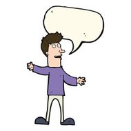 cartoon surprised man with speech bubble N103