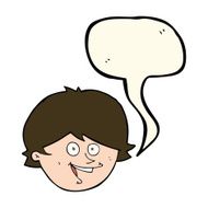 cartoon happy boy face with speech bubble N38