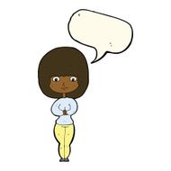 cartoon shy woman with speech bubble N39