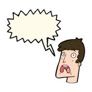 cartoon shocked man with speech bubble N85