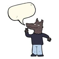 cartoon happy wolf man with speech bubble N11