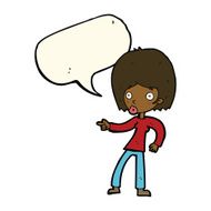 cartoon woman pointing with speech bubble N154