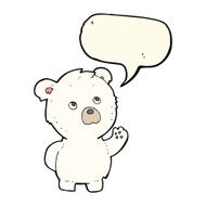 cartoon waving polar bear with speech bubble N45
