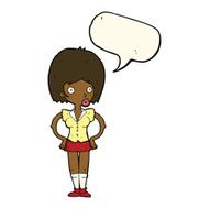 cartoon woman with hands on hips speech bubble N168