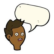 cartoon shocked man with speech bubble N86