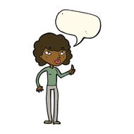 cartoon woman giving thumbs up symbol with speech bubble N49