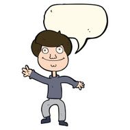cartoon happy man waving with speech bubble N29
