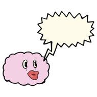 cartoon cloud symbol with speech bubble N8