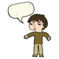 cartoon annoyed boy with speech bubble N30
