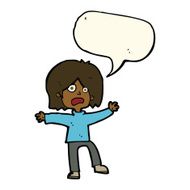 cartoon scared person with speech bubble N8