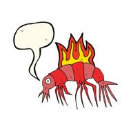 cartoon hot shrimp with speech bubble N4