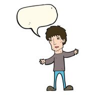 cartoon worried man with speech bubble N79