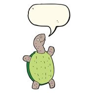 cartoon happy turtle with speech bubble N8