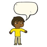 cartoon annoyed boy with speech bubble N31