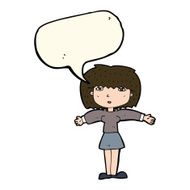 cartoon woman shrugging shoulders with speech bubble N361