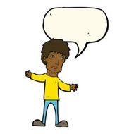 cartoon worried man with speech bubble N80