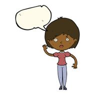 cartoon waving woman with speech bubble N107
