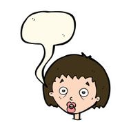 cartoon shocked woman with speech bubble N76
