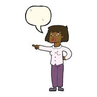 cartoon woman pointing with speech bubble N155