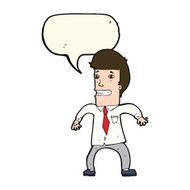 cartoon nervous businessman with speech bubble N7