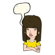 cartoon girl with folded arms speech bubble N7