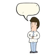 cartoon nervous man with speech bubble N105