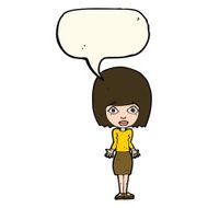 cartoon woman shrugging shoulders with speech bubble N363