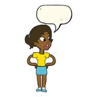 cartoon woman with hands on hips speech bubble N171