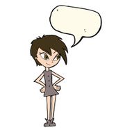cartoon girl with hands on hips speech bubble N15