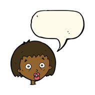 cartoon shocked woman with speech bubble N77