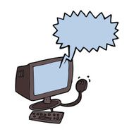cartoon computer with speech bubble N8