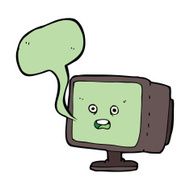 cartoon computer screen with speech bubble N7