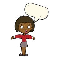 cartoon shocked woman with speech bubble N78