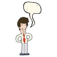 cartoon happy man with speech bubble N354