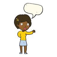 cartoon waving woman with speech bubble N111