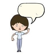 cartoon waving woman with speech bubble N112
