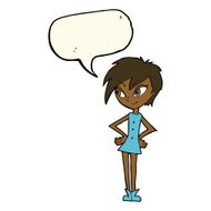 cartoon girl with hands on hips speech bubble N16