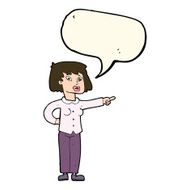 cartoon woman pointing with speech bubble N156
