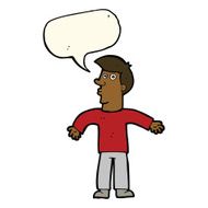 cartoon man shrugging shoulders with speech bubble N30