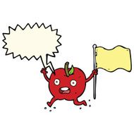 cartoon funny apple with flag speech bubble N7