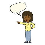 cartoon woman pointing with speech bubble N157