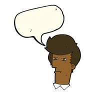 cartoon man narrowing eyes with speech bubble N31