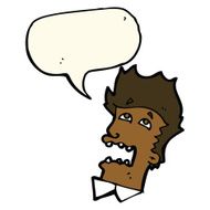 cartoon frightened man with speech bubble N65