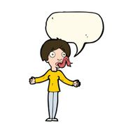cartoon woman telling lies with speech bubble N8