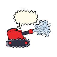 cartoon army tank with speech bubble N4
