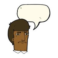 cartoon man narrowing eyes with speech bubble N32