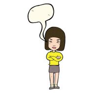 cartoon woman with crossed arms speech bubble N40