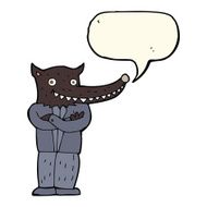 cartoon wolf man with speech bubble N34