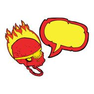 cartoon spooky skull with eye patch speech bubble N8